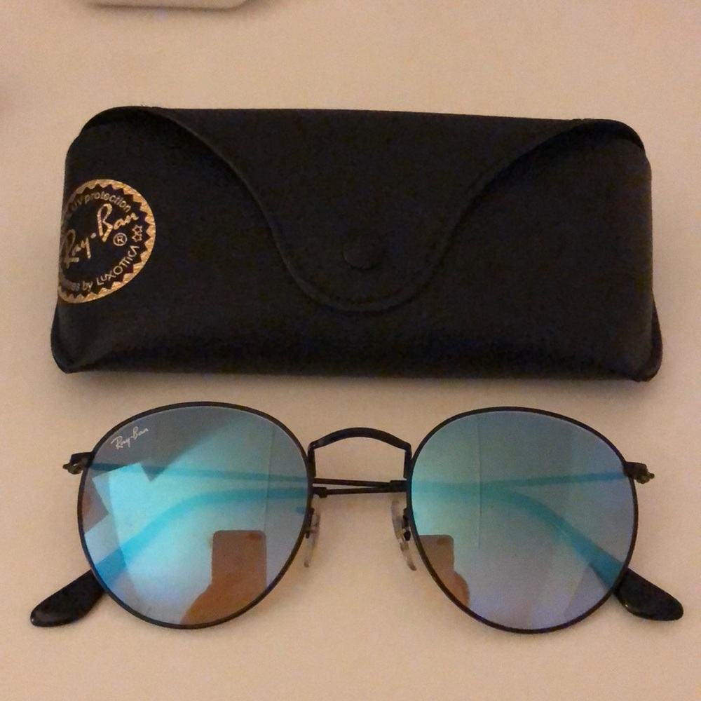 Ray ban blue reflective round sunglasses